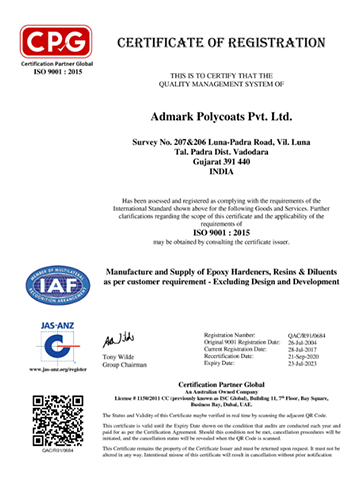 Admark Polycoats ISO-9001-2015