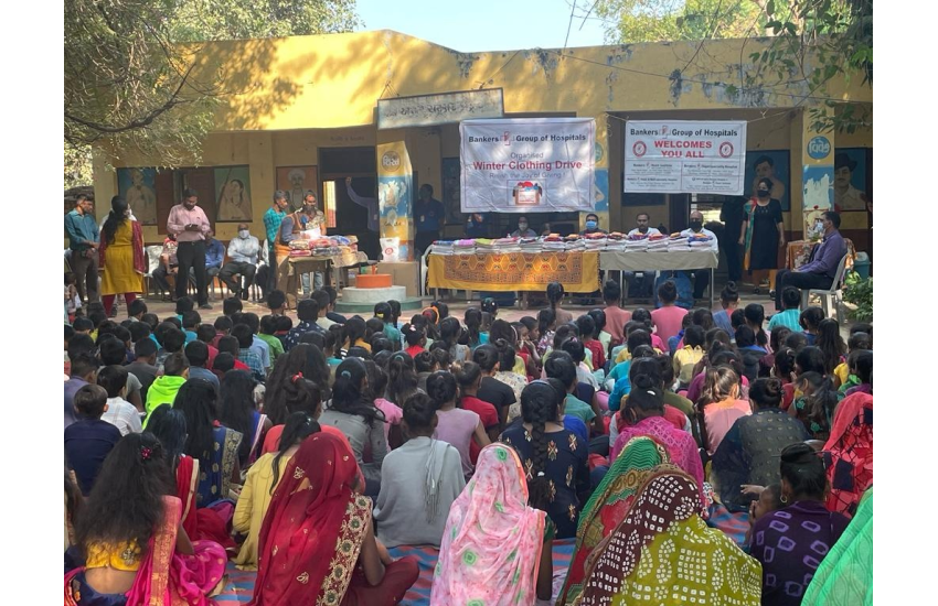 Winter Clothing Drive by Bankers Group of Hospitals at Lakhdikui Village
