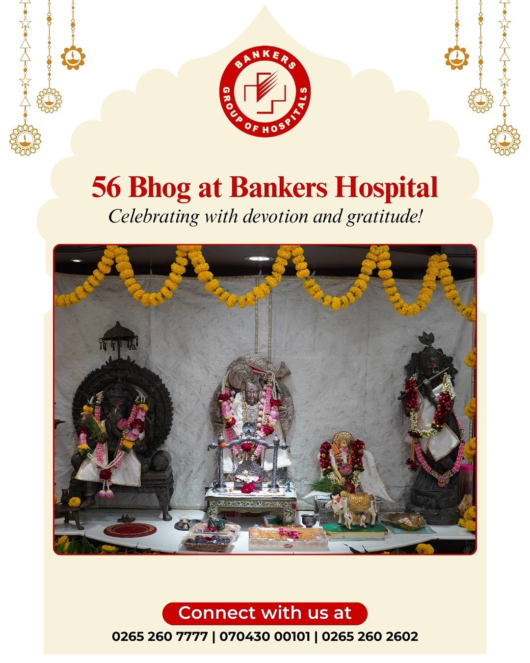 We had a beautiful of 56 Bhog held at Bankers Hospital