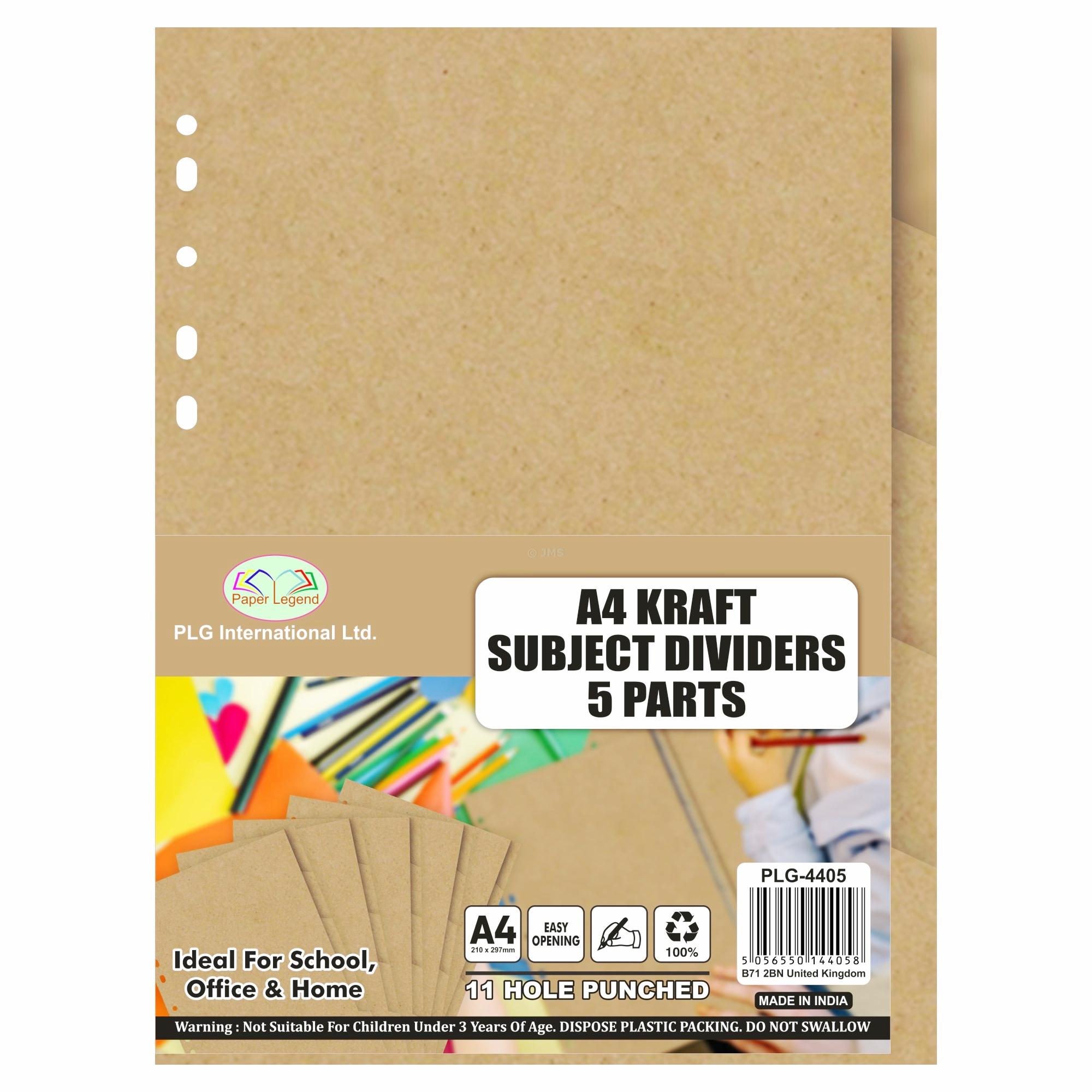 [Box of 48] A4 Kraft Subject Dividers 5 Parts Index Divider Pre-Punched Holes Folder Cards for Ring Binder Lever Arch Files