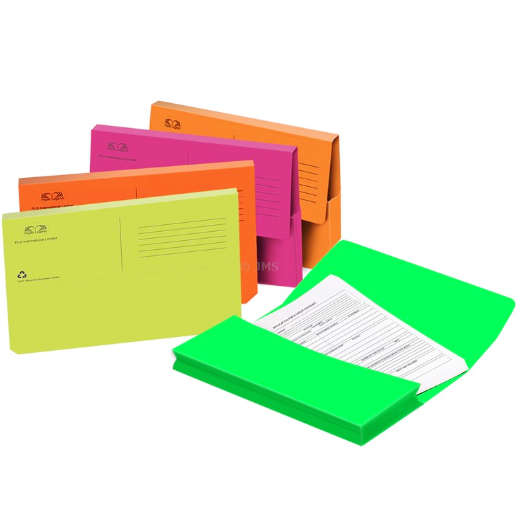 Pack of 10 Foolscap Document Wallet Folder 230 gsm Half Flap Paper Storage Files Home Office Presentation Meeting Report Assorted Colours