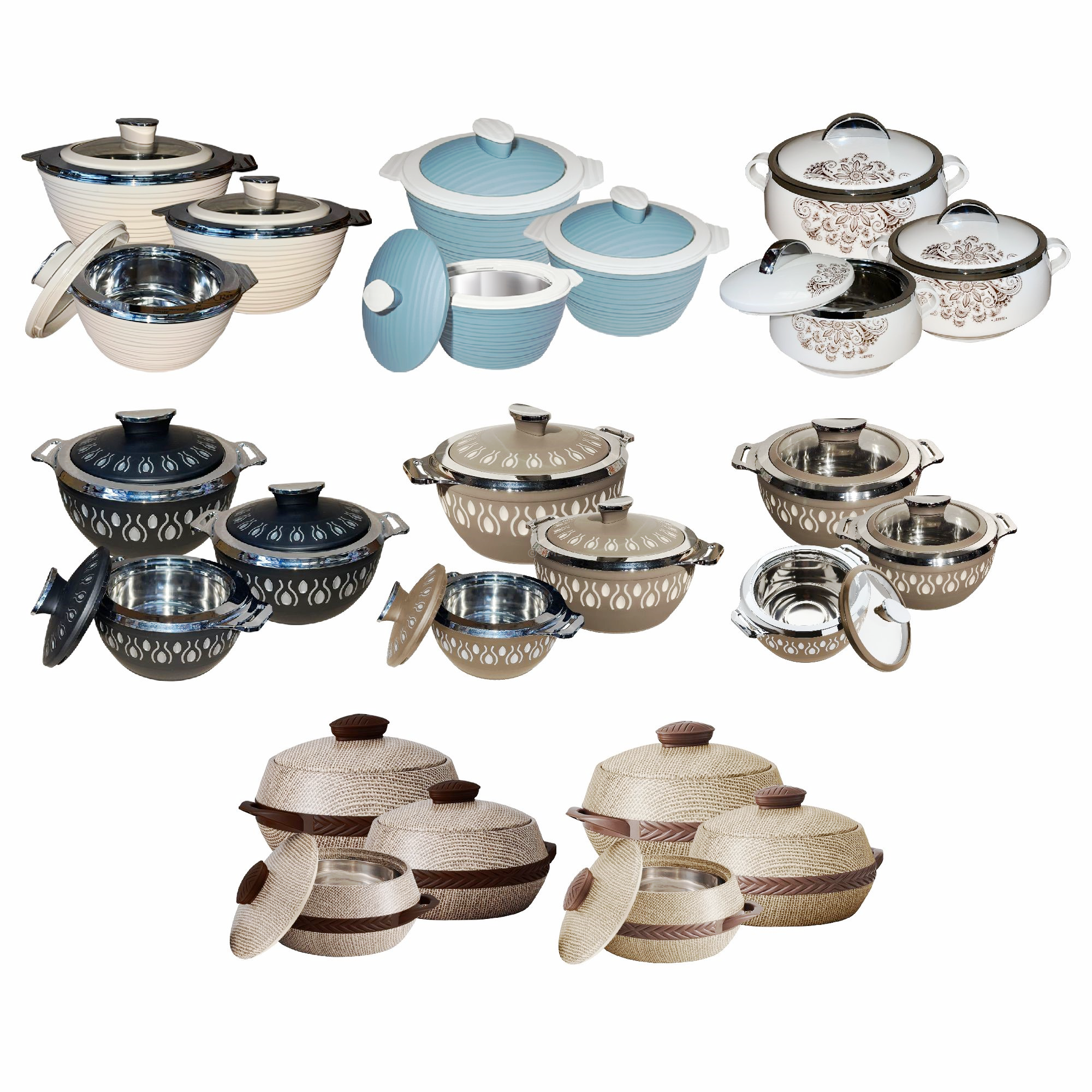 [Set of 3] Casserole Insulated Hot Pot Thermal Food Warmer Set 1, 1.5, 2 Litres