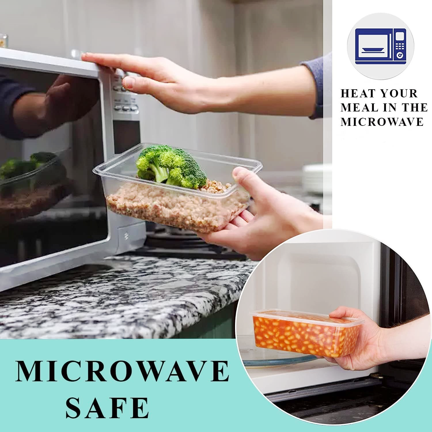 Food Containers with Lids Plastic Takeaway Boxes Durable Reusable Food Tubs and Lids Clear Microwave Meal Prep Boxes Dishwasher & Freezer Safe Transparent Box